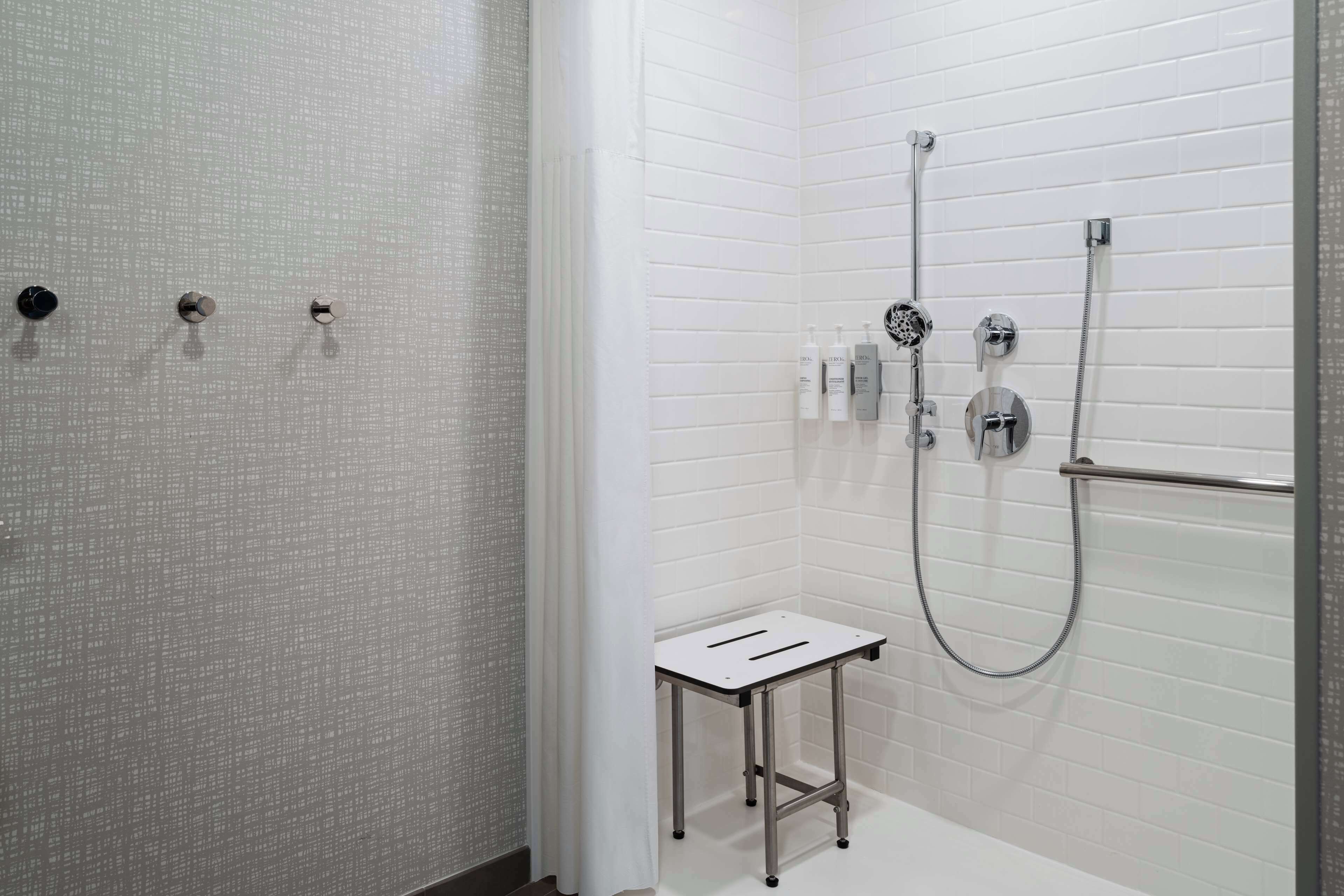 studio, 2 queen beds, accessible, non smoking (mobility & hearing, roll-in shower) | bathroom shower