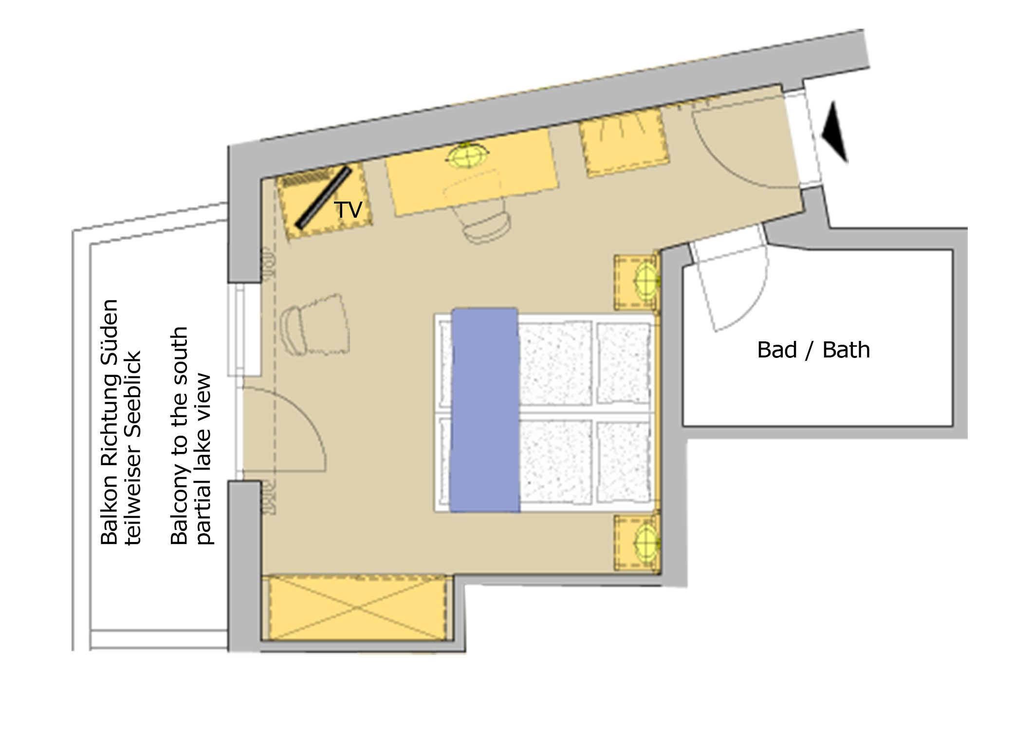 double room, 1 double bed, balcony, mountain view | floor plan