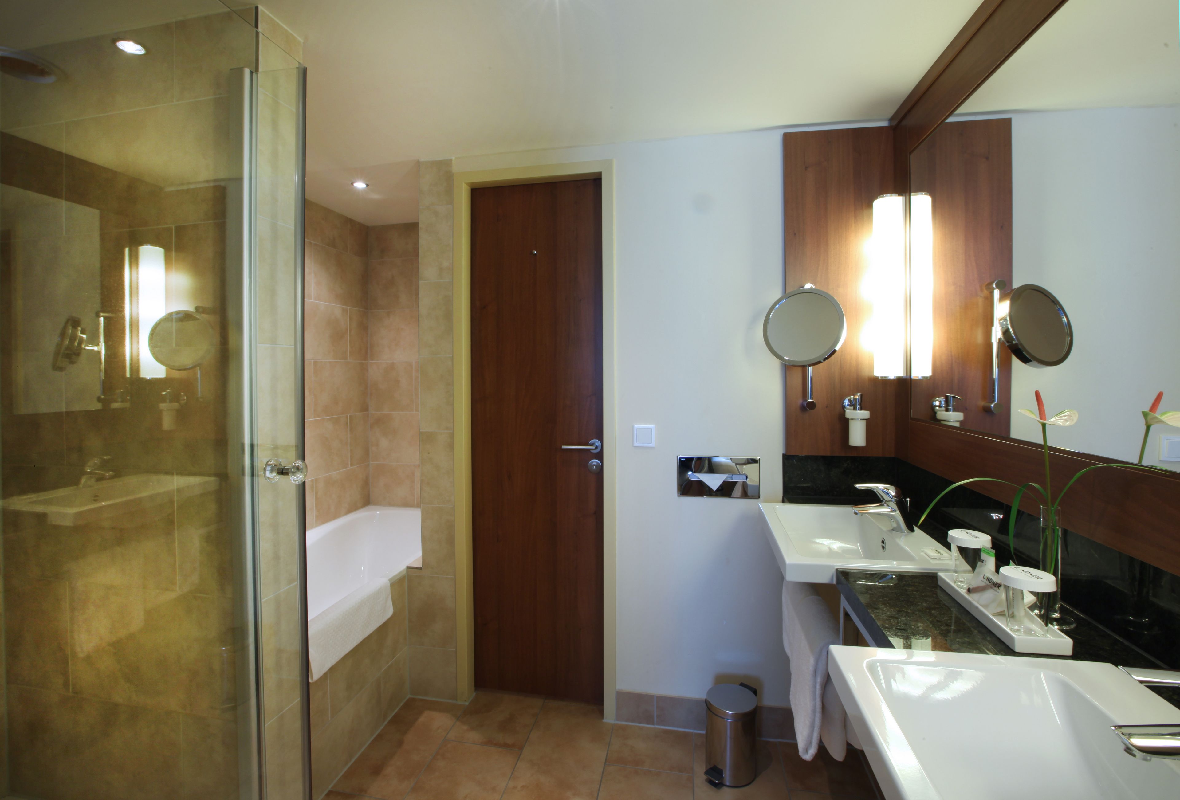 shower, eco-friendly toiletries, hair dryer, bathrobes