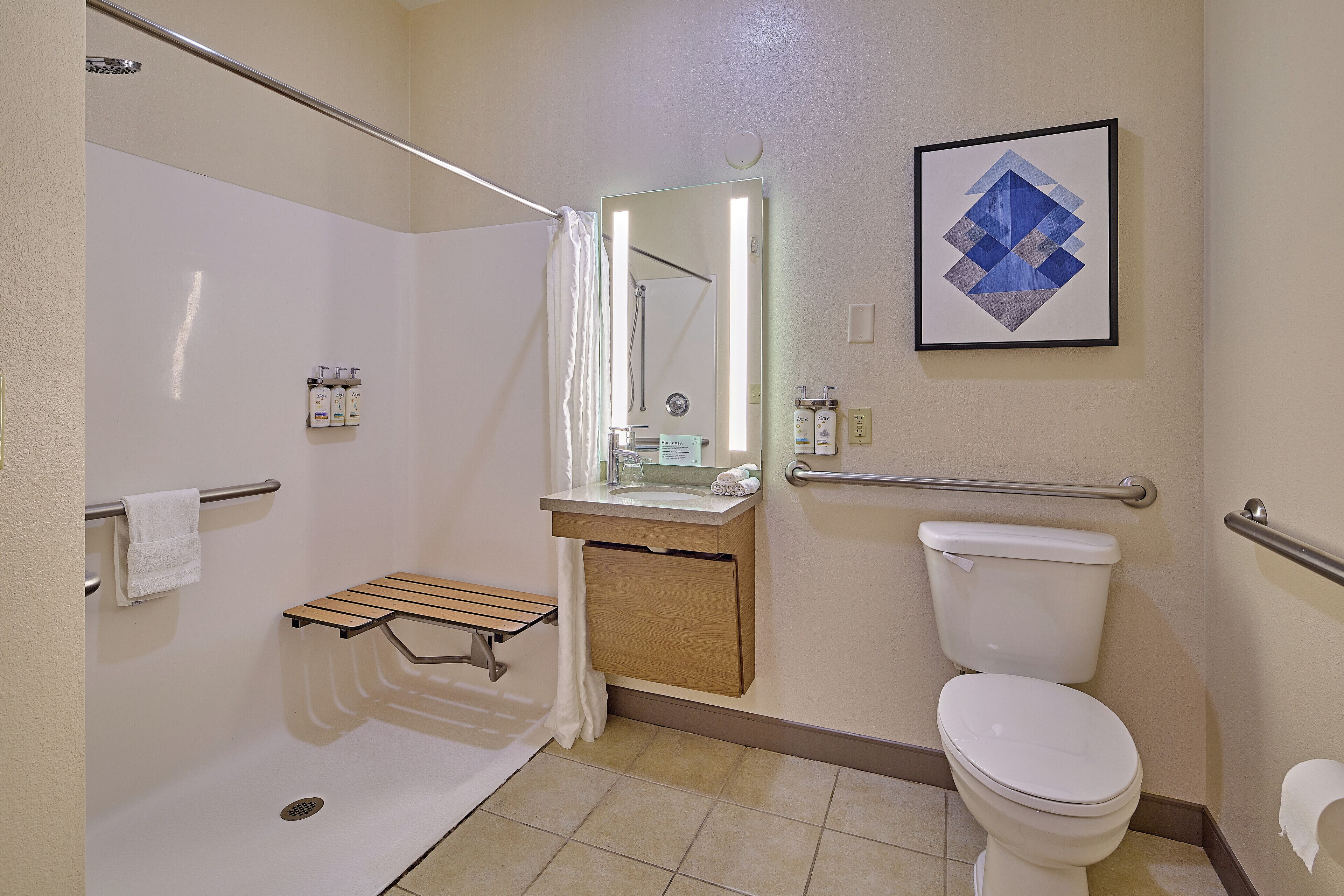 studio suite, 1 queen bed (shower) | bathroom | combined shower/bathtub, hair dryer, towels, soap