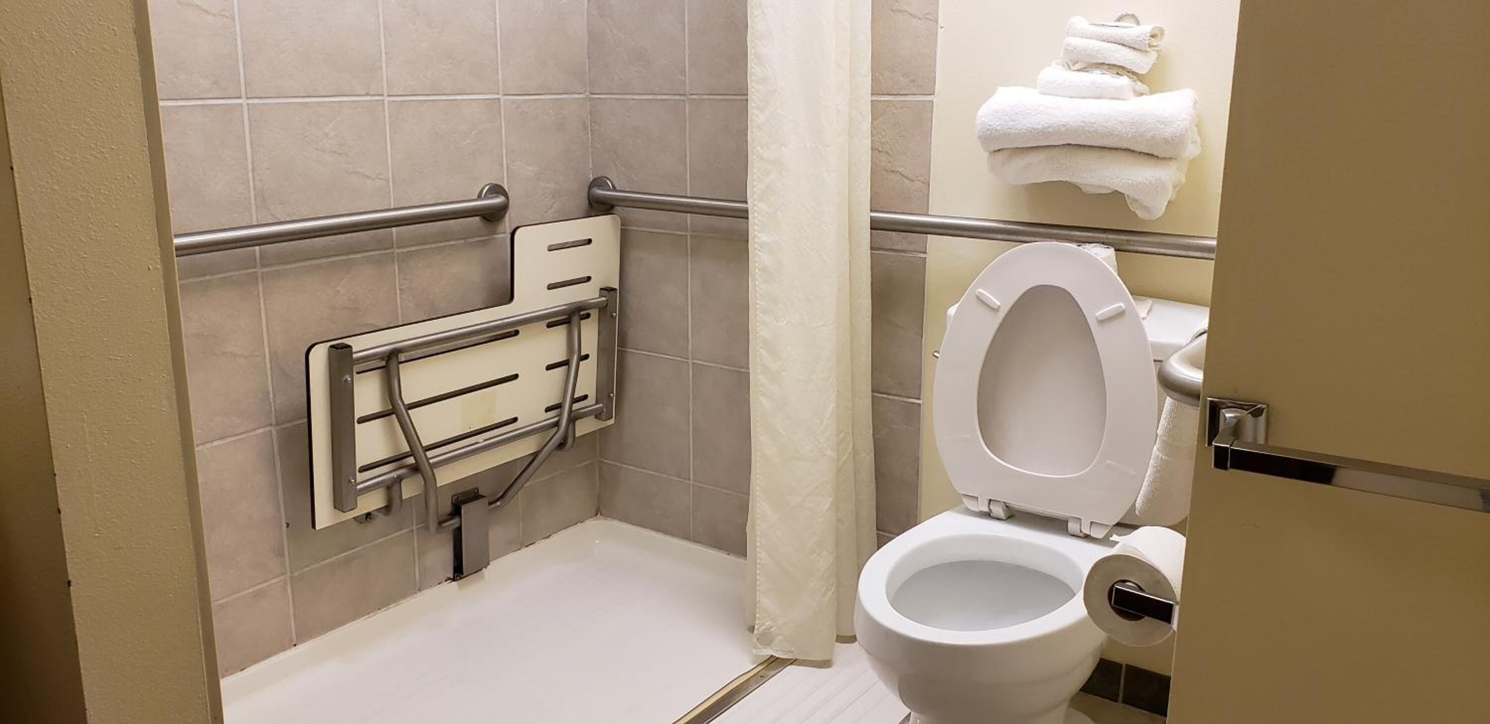 combined shower/bathtub, hair dryer, towels