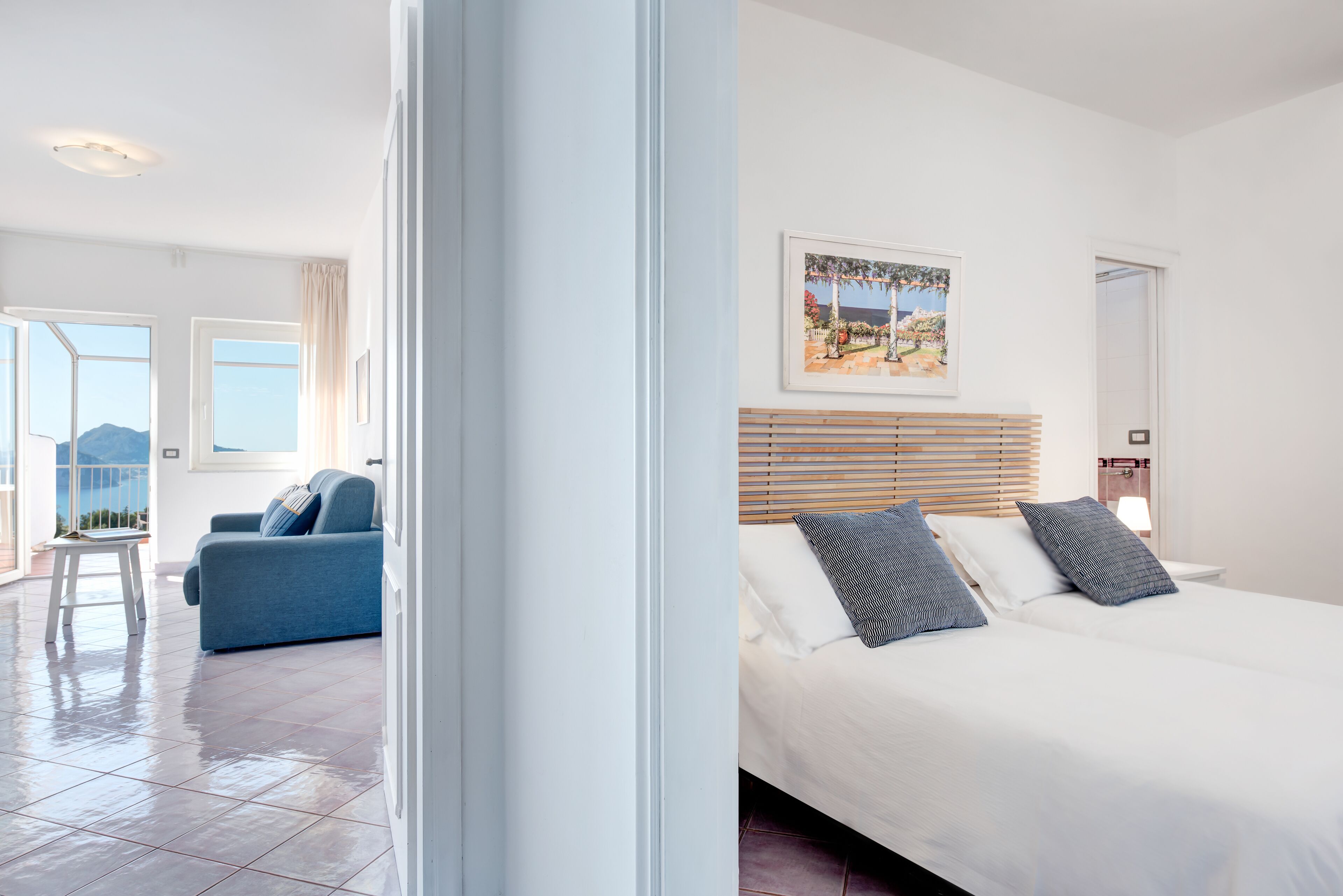 superior apartment, 2 bedrooms, terrace, sea view | 1 bedroom, premium bedding, down duvets, in-room safe