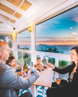 Lunch, dinner served; Italian cuisine, pool views 