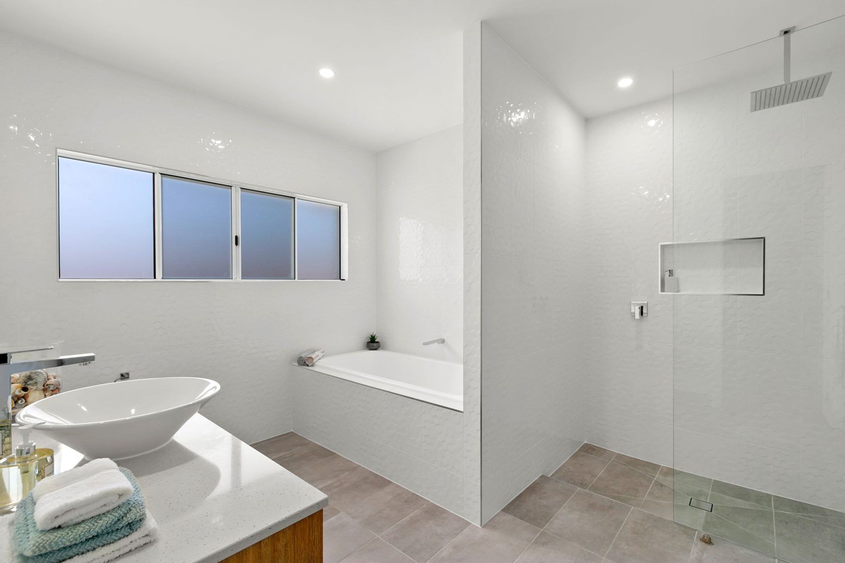 luxury villa | bathroom | shower, hair dryer, towels