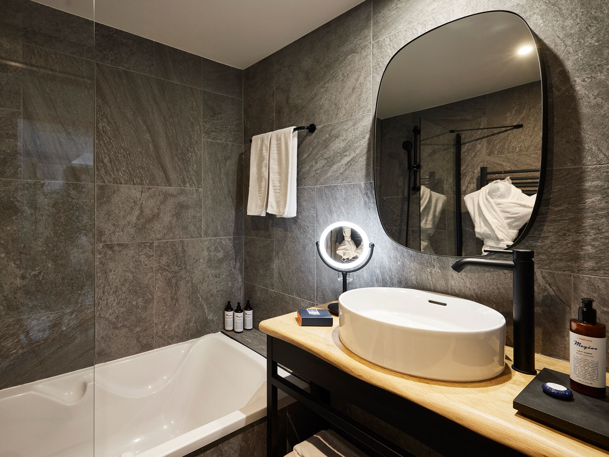 free toiletries, hair dryer, bathrobes, slippers