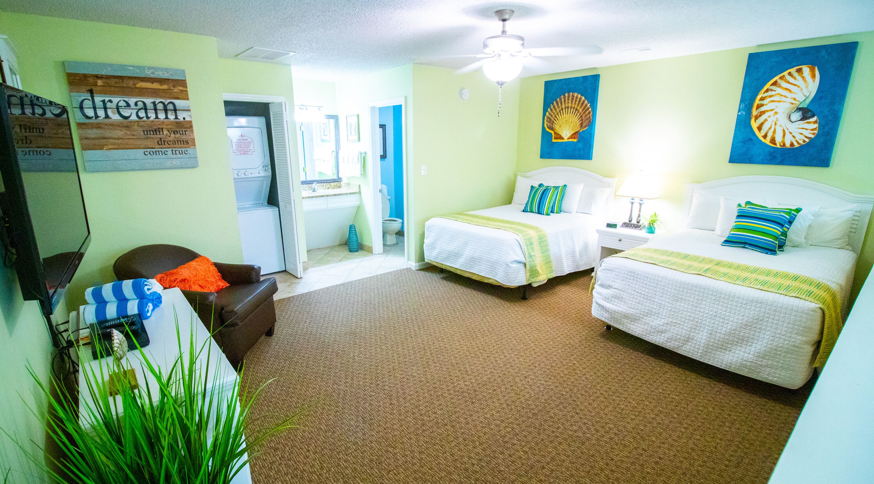 individually decorated, individually furnished, blackout curtains