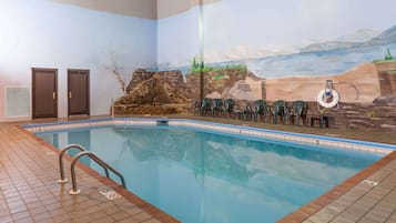 Indoor pool, seasonal outdoor pool, pool loungers