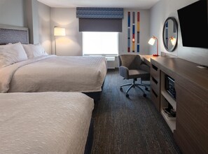 Room, 2 Queen Beds, Refrigerator & Microwave | Blackout drapes, iron/ironing board, free WiFi, bed sheets