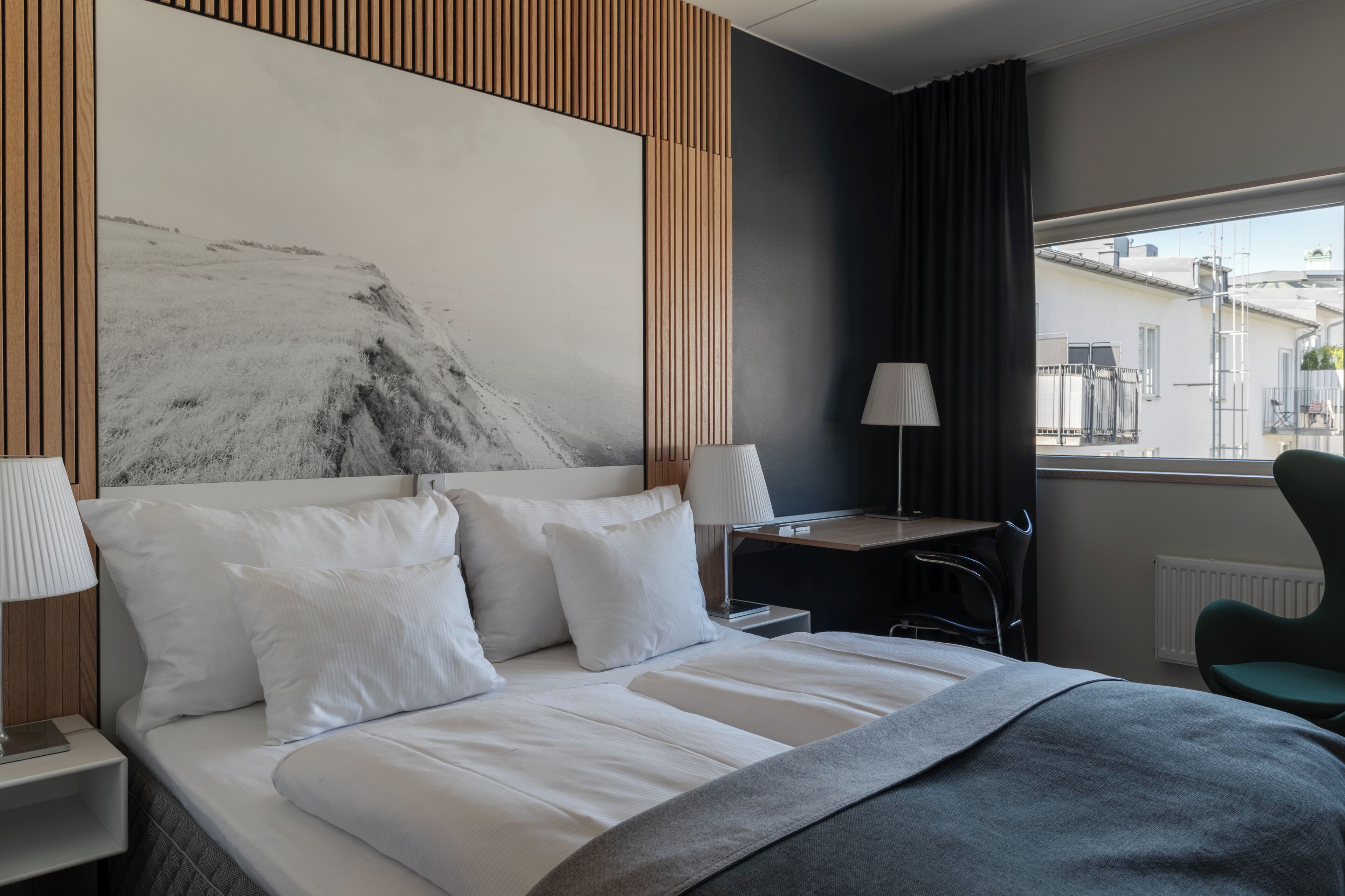 Hypo-allergenic bedding available, down comforters, minibar