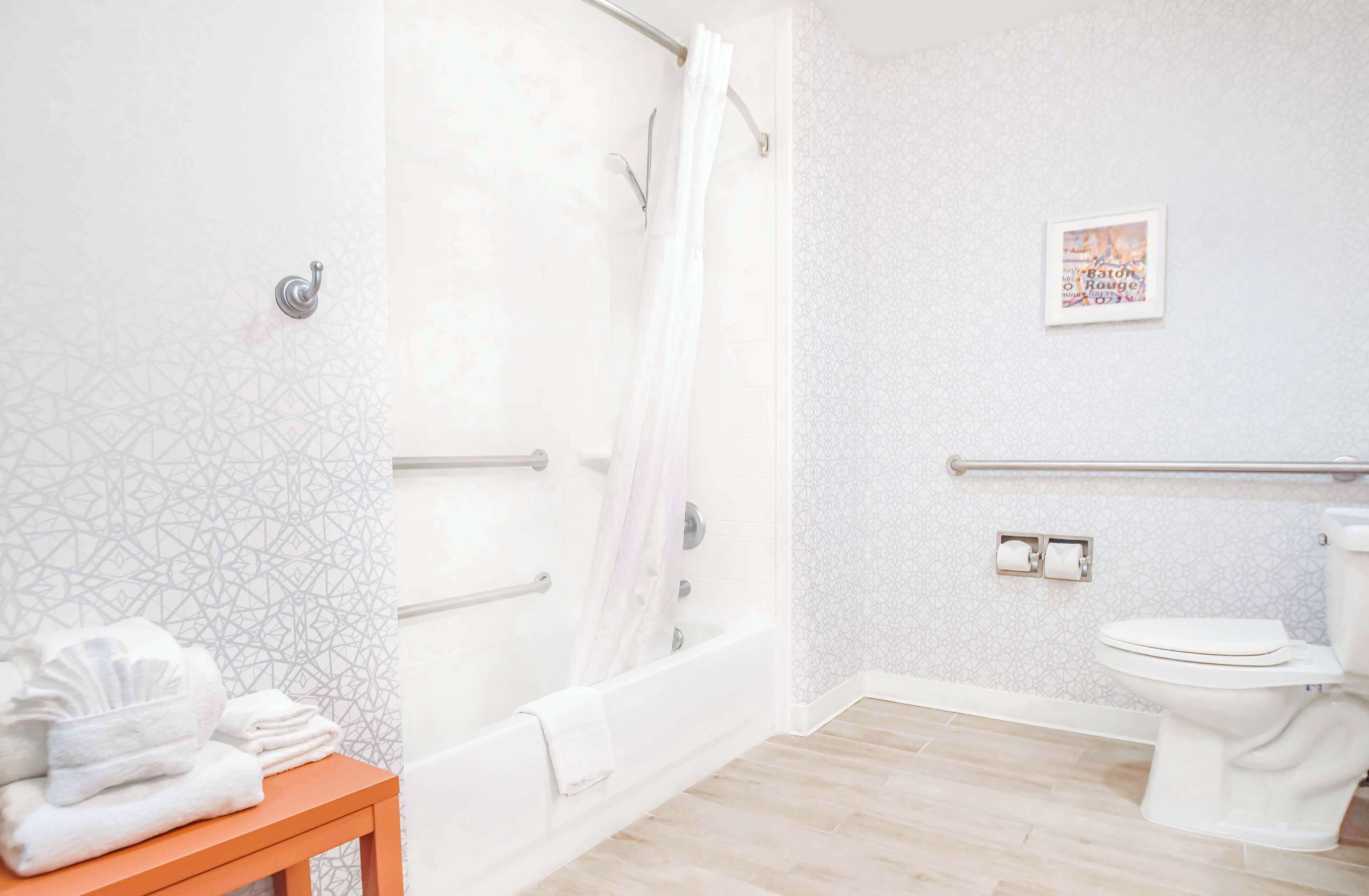 free toiletries, hair dryer, towels