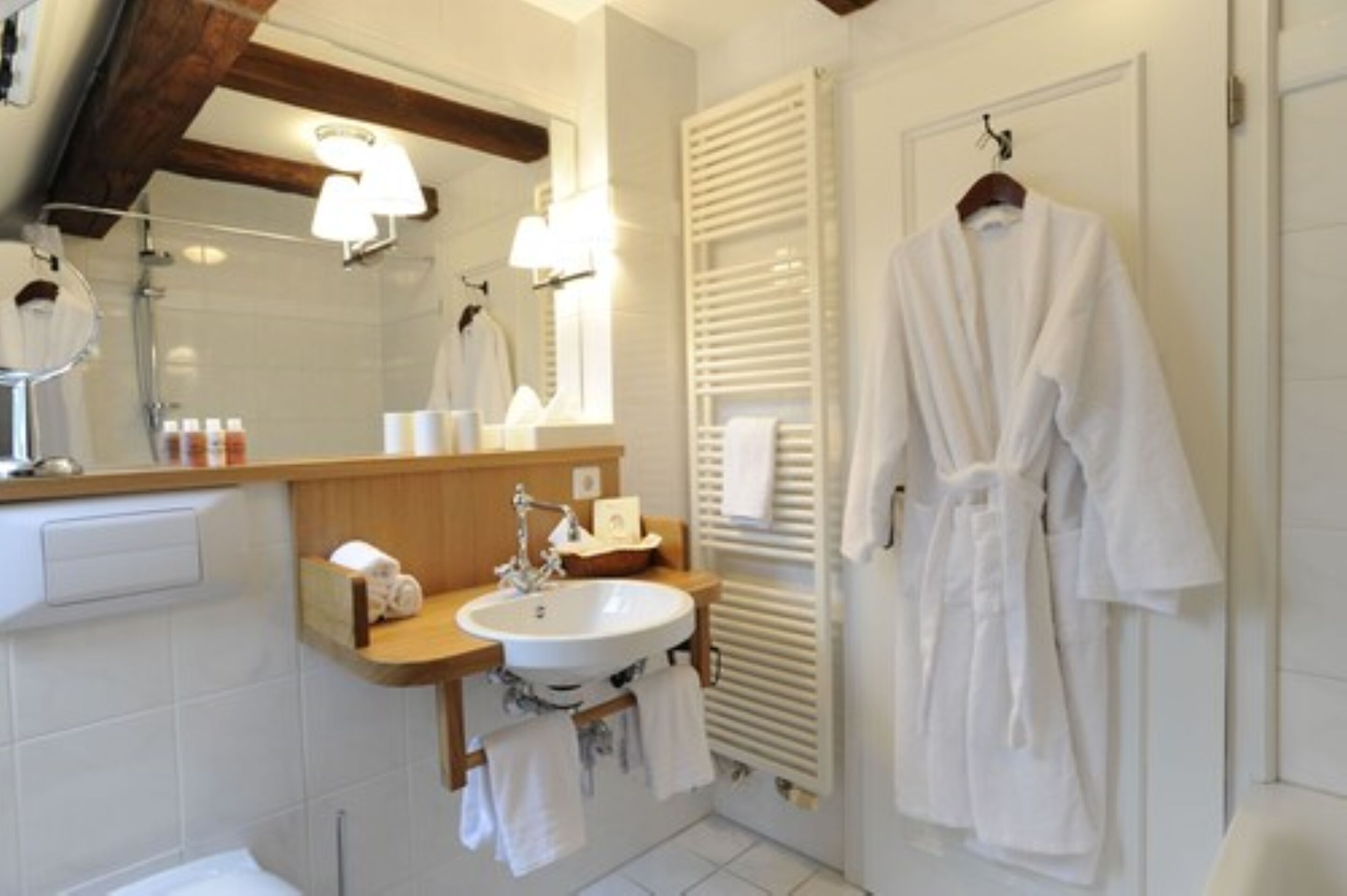 free toiletries, slippers, towels