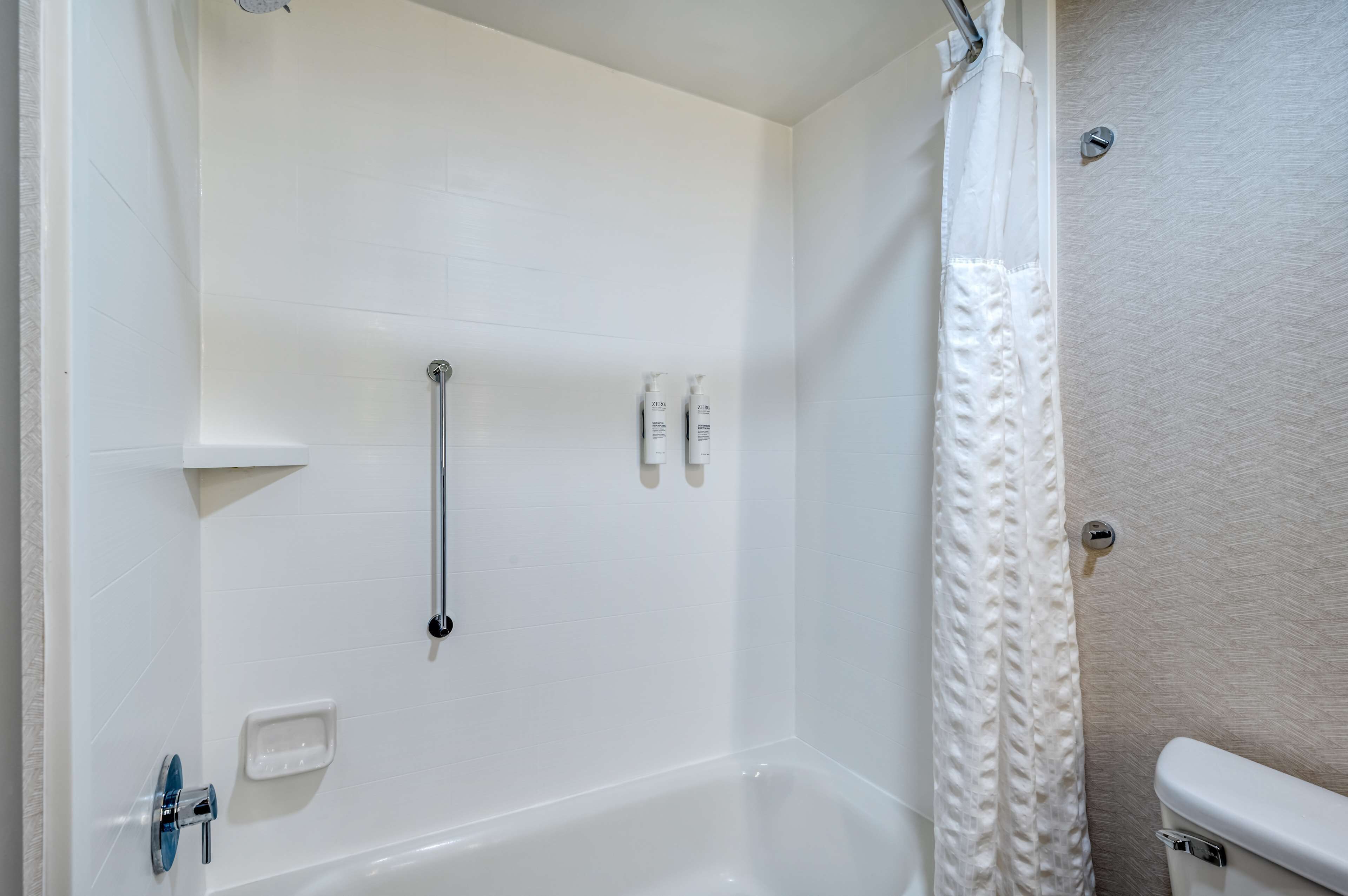 free toiletries, hair dryer, towels