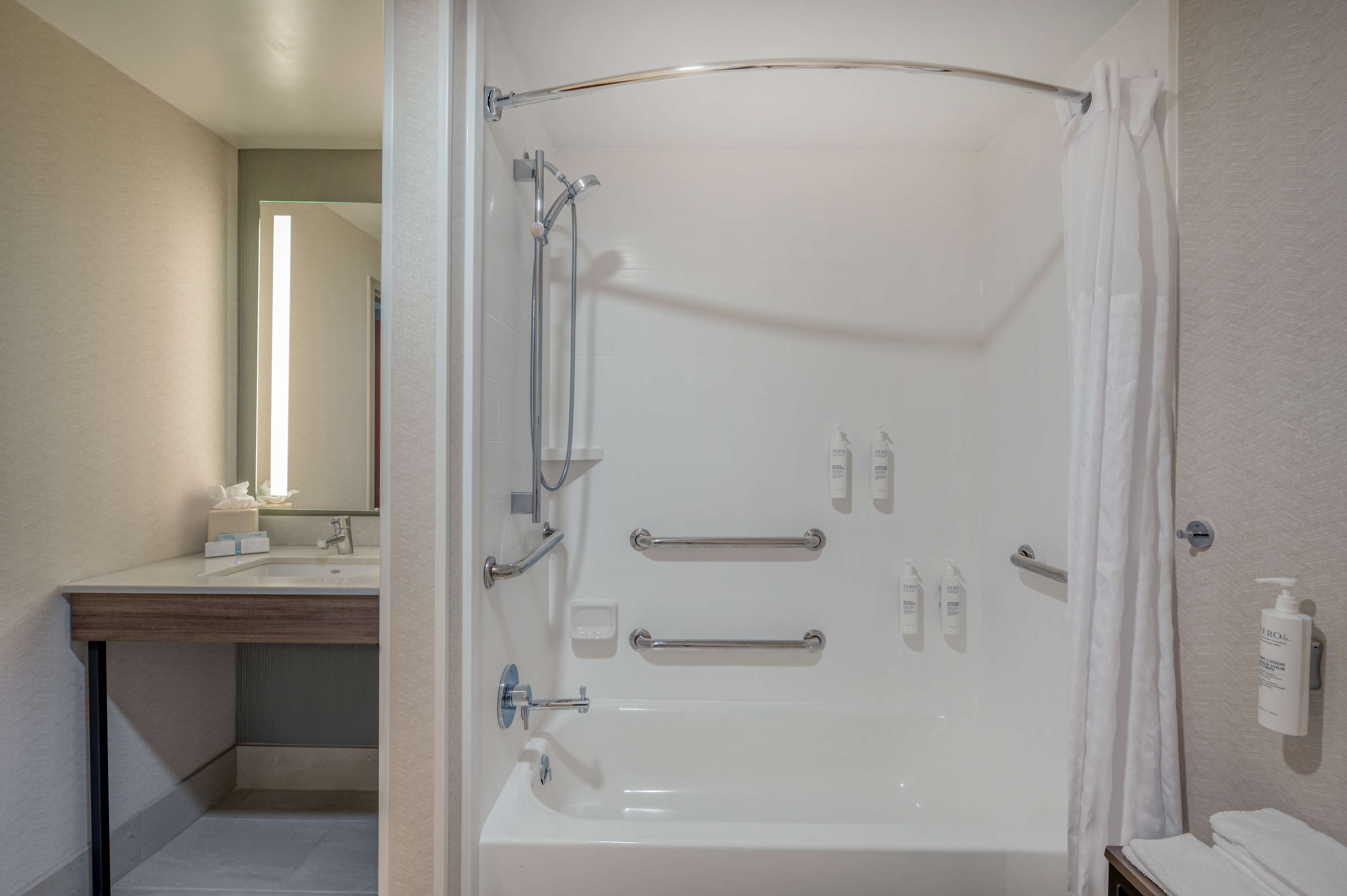 one king bed, accessible | bathroom shower