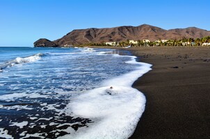 On the beach, black sand, scuba diving, snorkeling