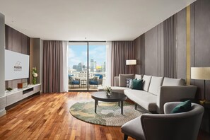 Penthouse, 3 chambres, balcon | Coin séjour