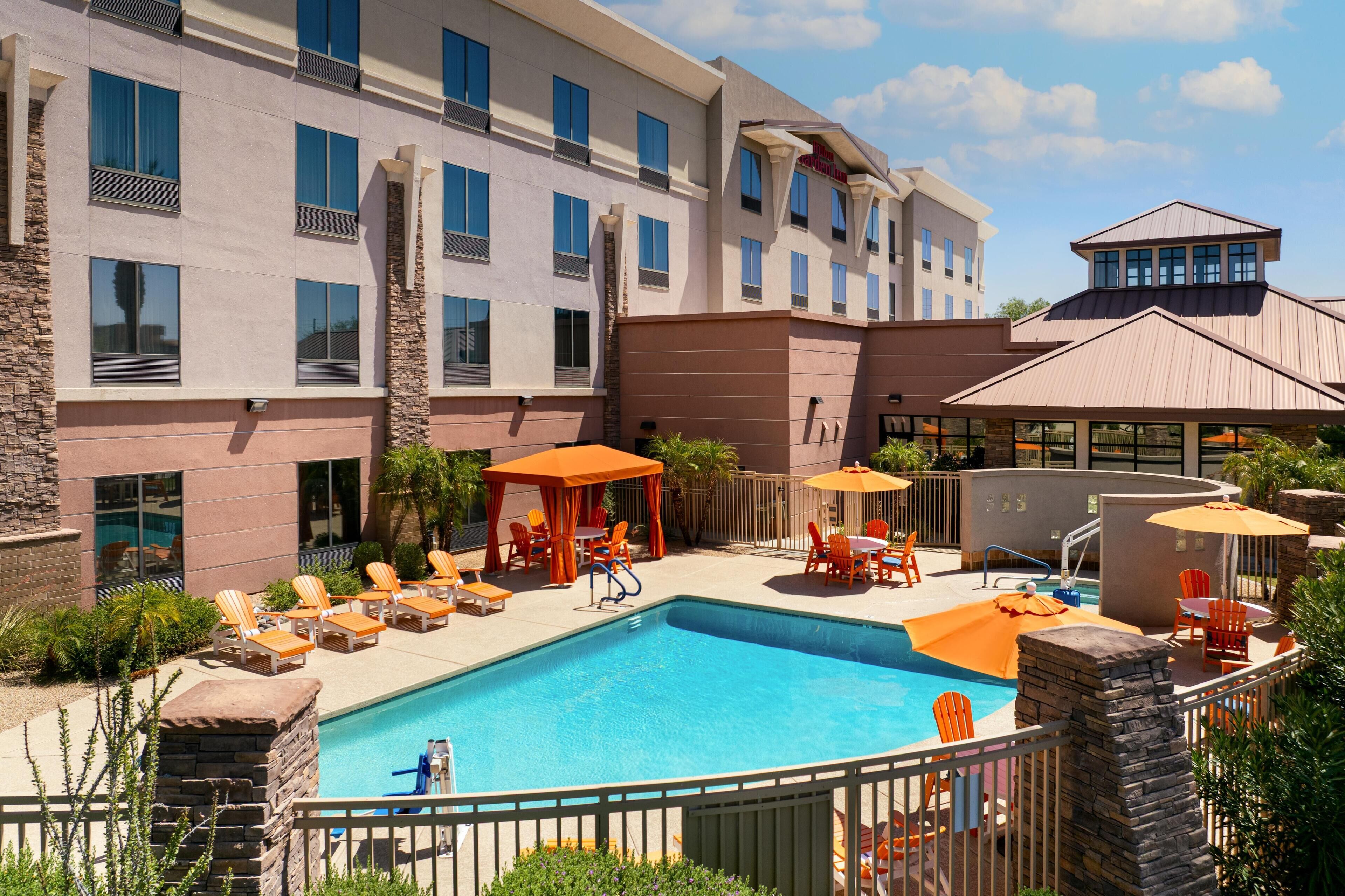 Outdoor pool, pool loungers