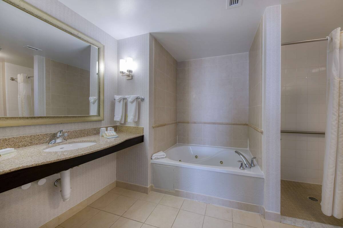 suite, accessible | bathroom | shower, free toiletries, hair dryer, towels