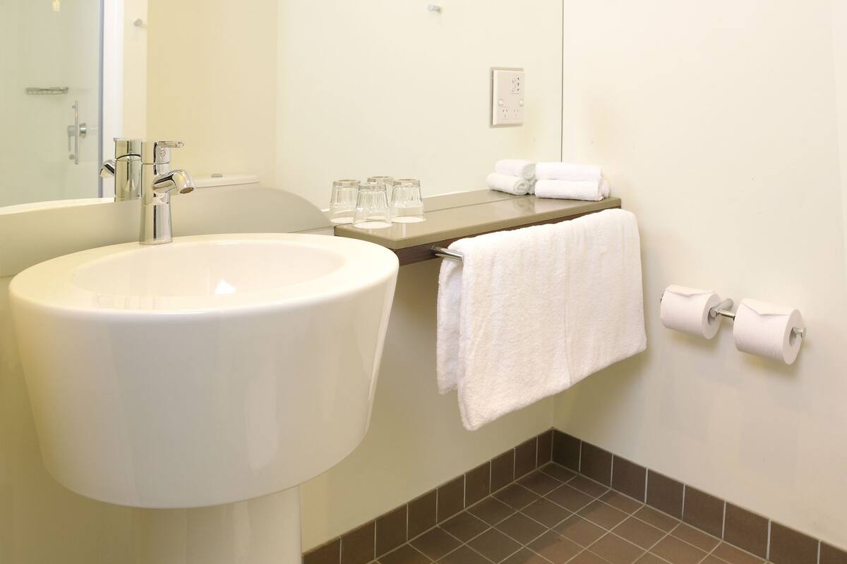 shower, eco-friendly toiletries, hair dryer, towels