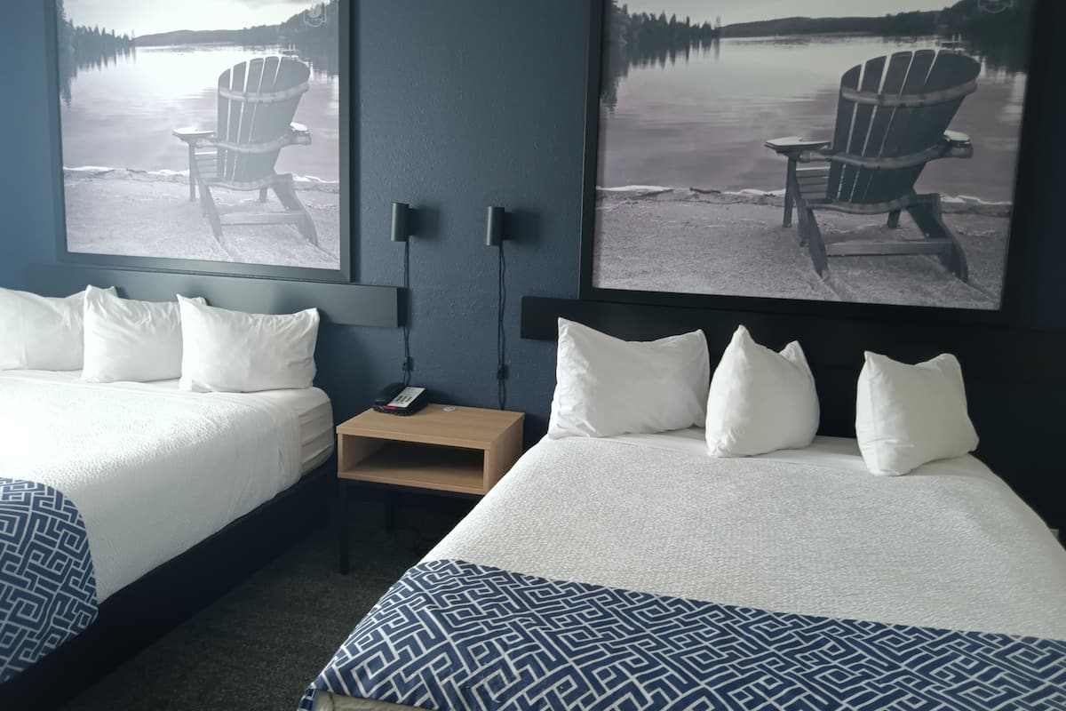 standard room, 2 queen beds | desk, blackout curtains, iron/ironing board, free wifi