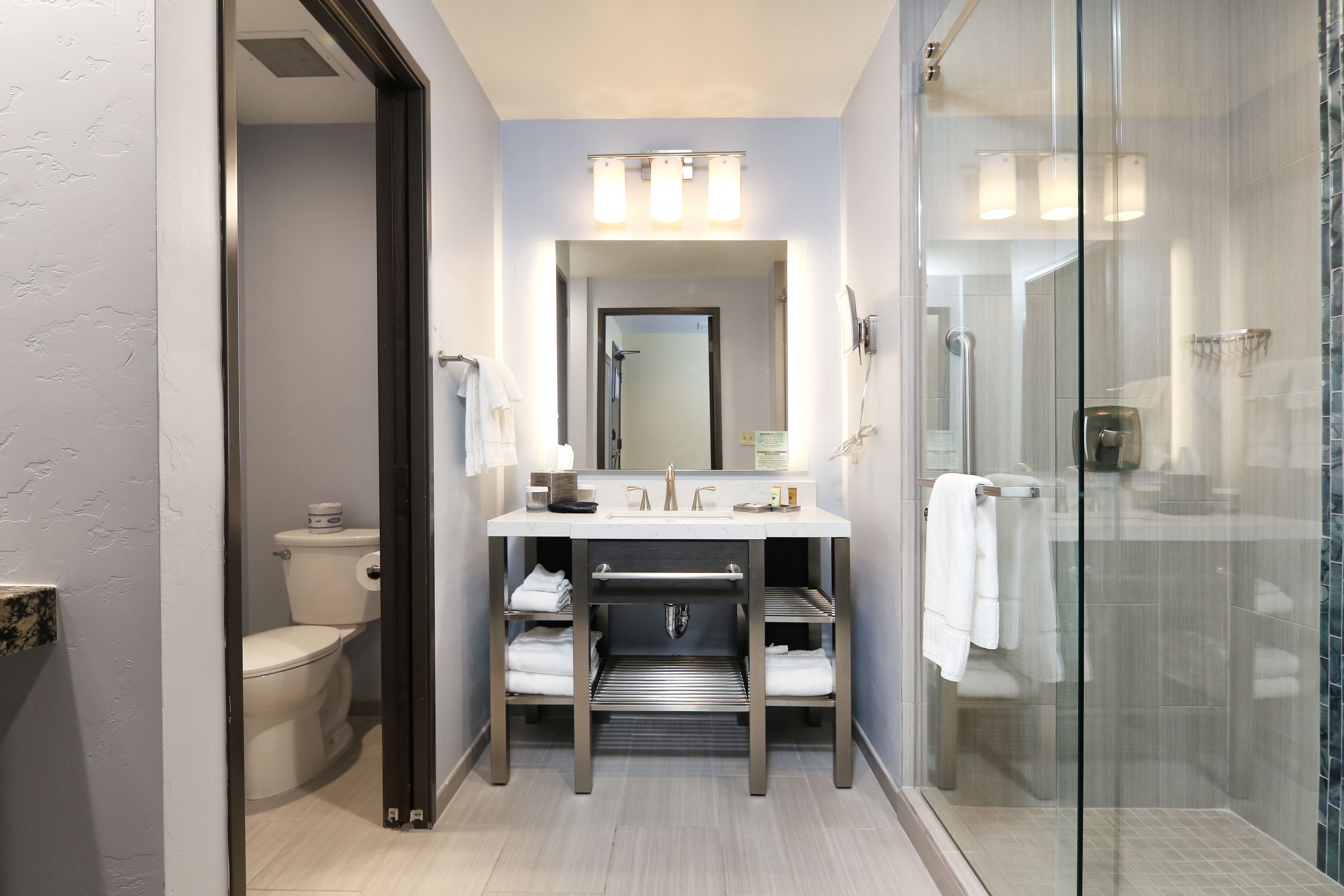 free toiletries, hair dryer, towels