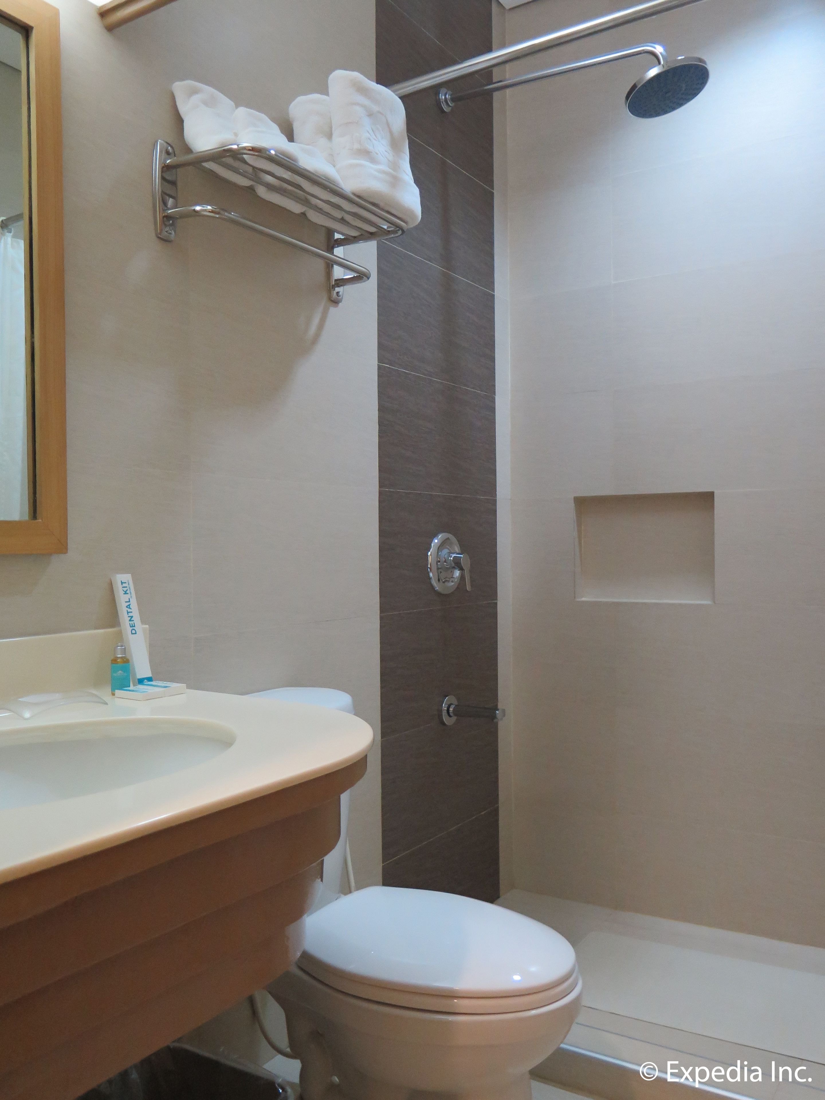 shower, free toiletries, hair dryer, bidet