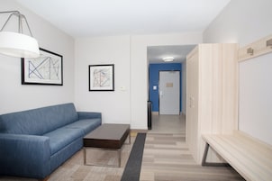 In-room safe, desk, laptop workspace, blackout curtains
