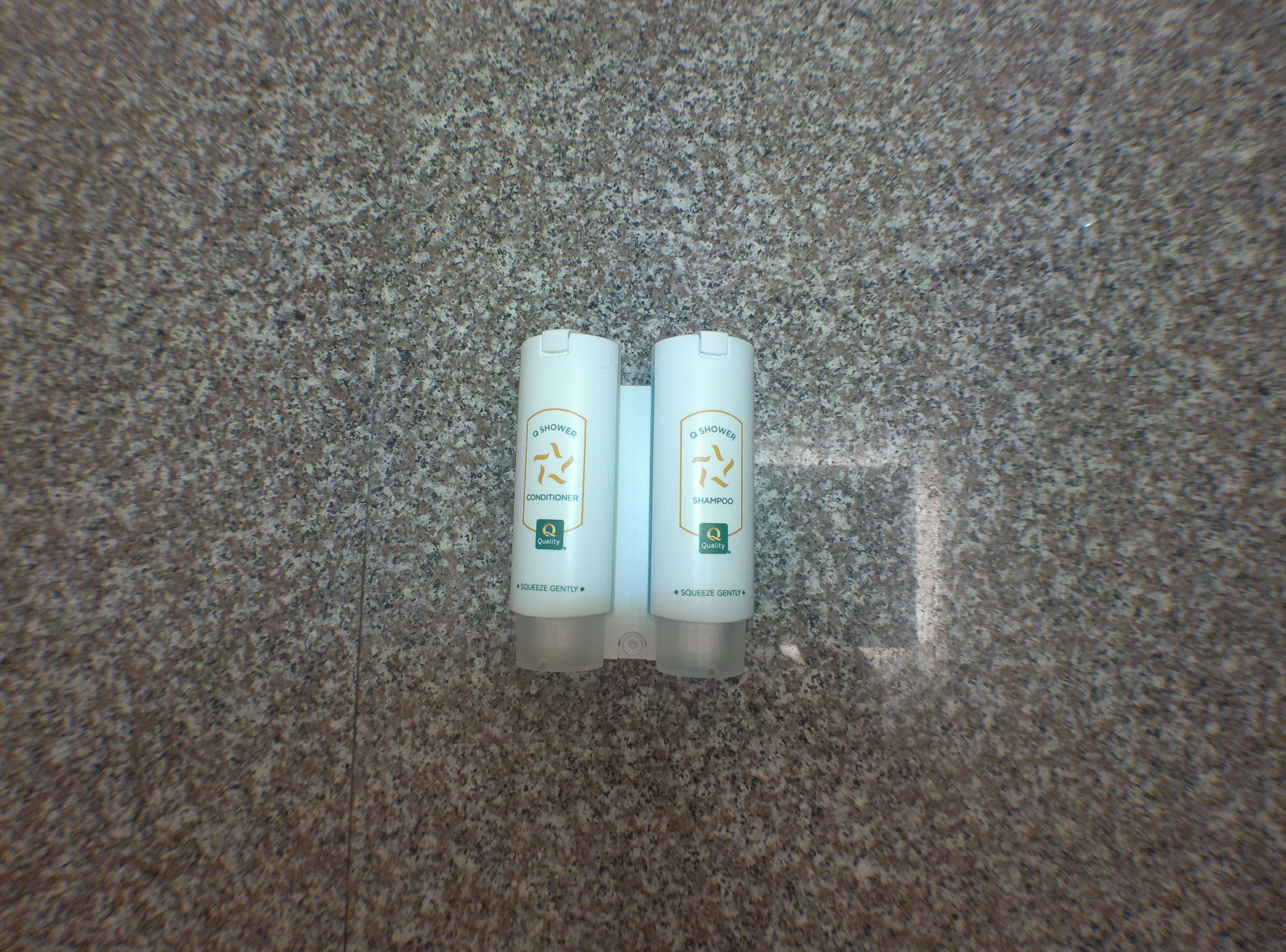 eco-friendly toiletries, hair dryer, towels