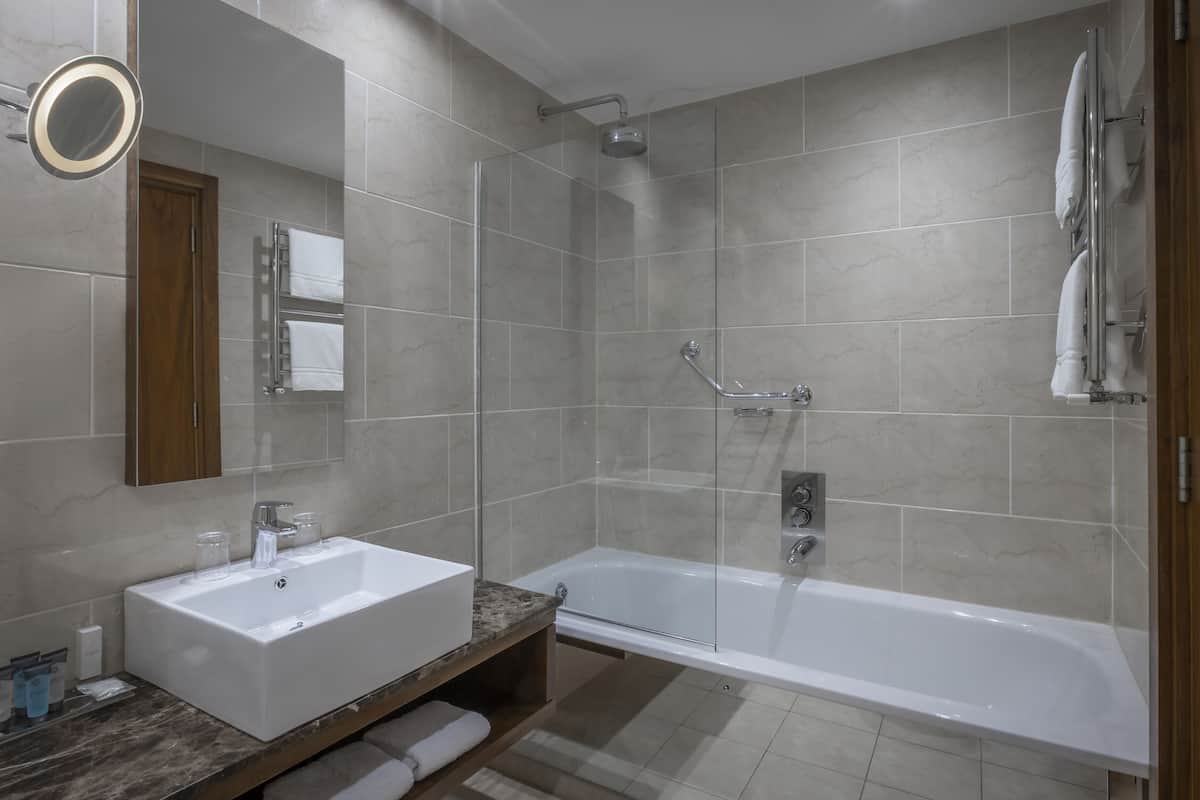 free toiletries, hair dryer, towels