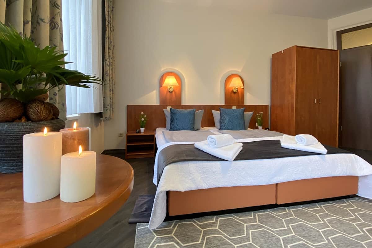 1 slaapkamer, luxe beddengoed, donzen dekbedden, pillowtop-bedden