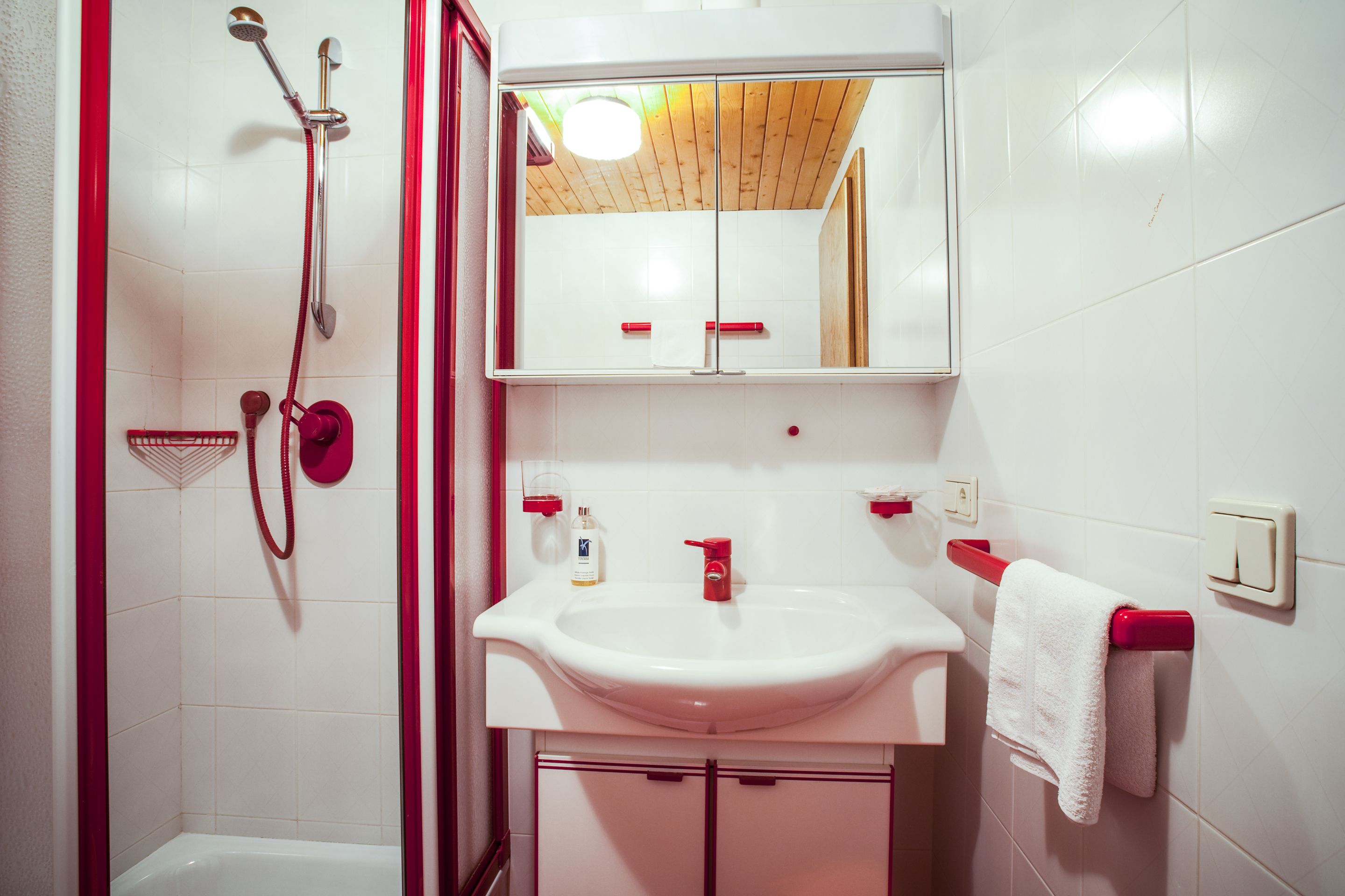 triple room | bathroom | shower, hair dryer, towels