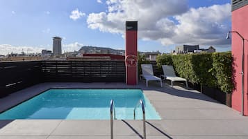 Outdoor pool, sun loungers