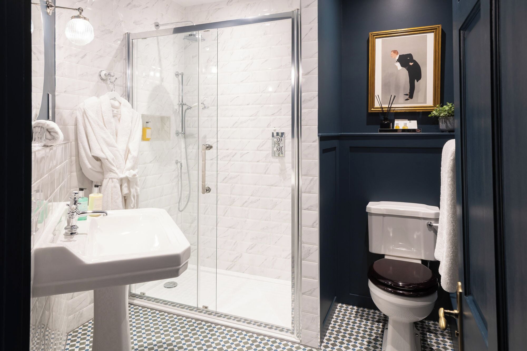 luxury collection four poster room | bathroom | designer toiletries, hair dryer, towels