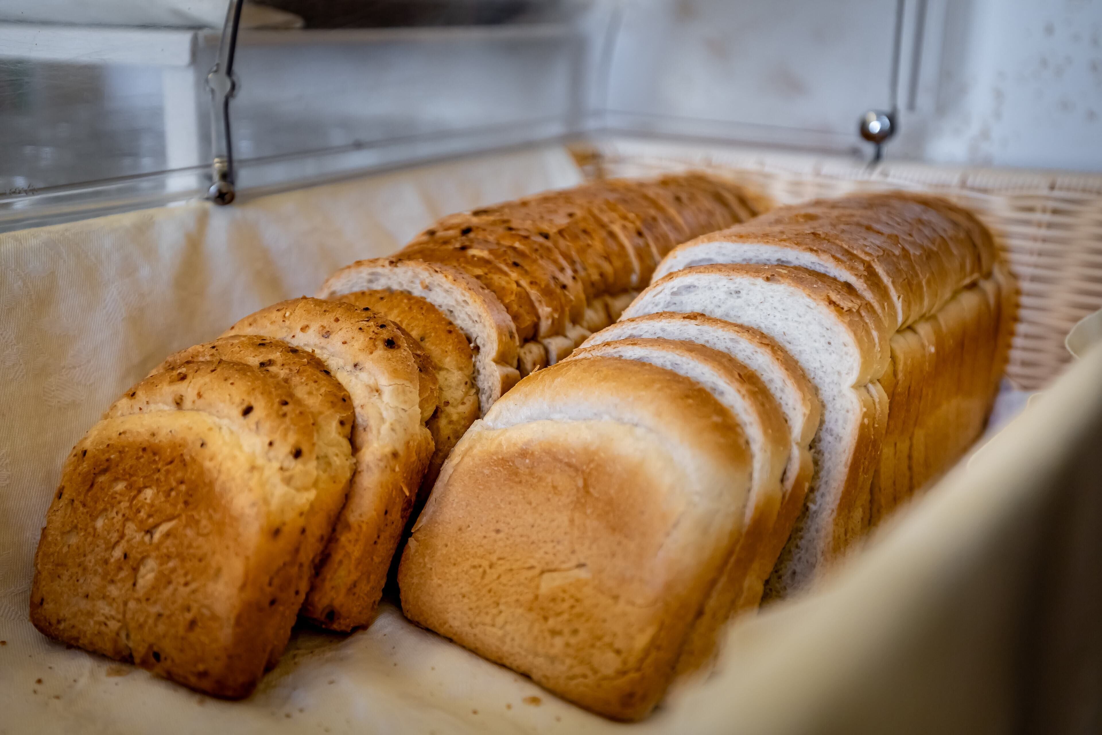 A loaf of bread in a bread box.