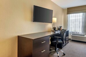 Standard Room, 2 Queen Beds, Non Smoking | Desk, laptop workspace, blackout curtains, iron/ironing board