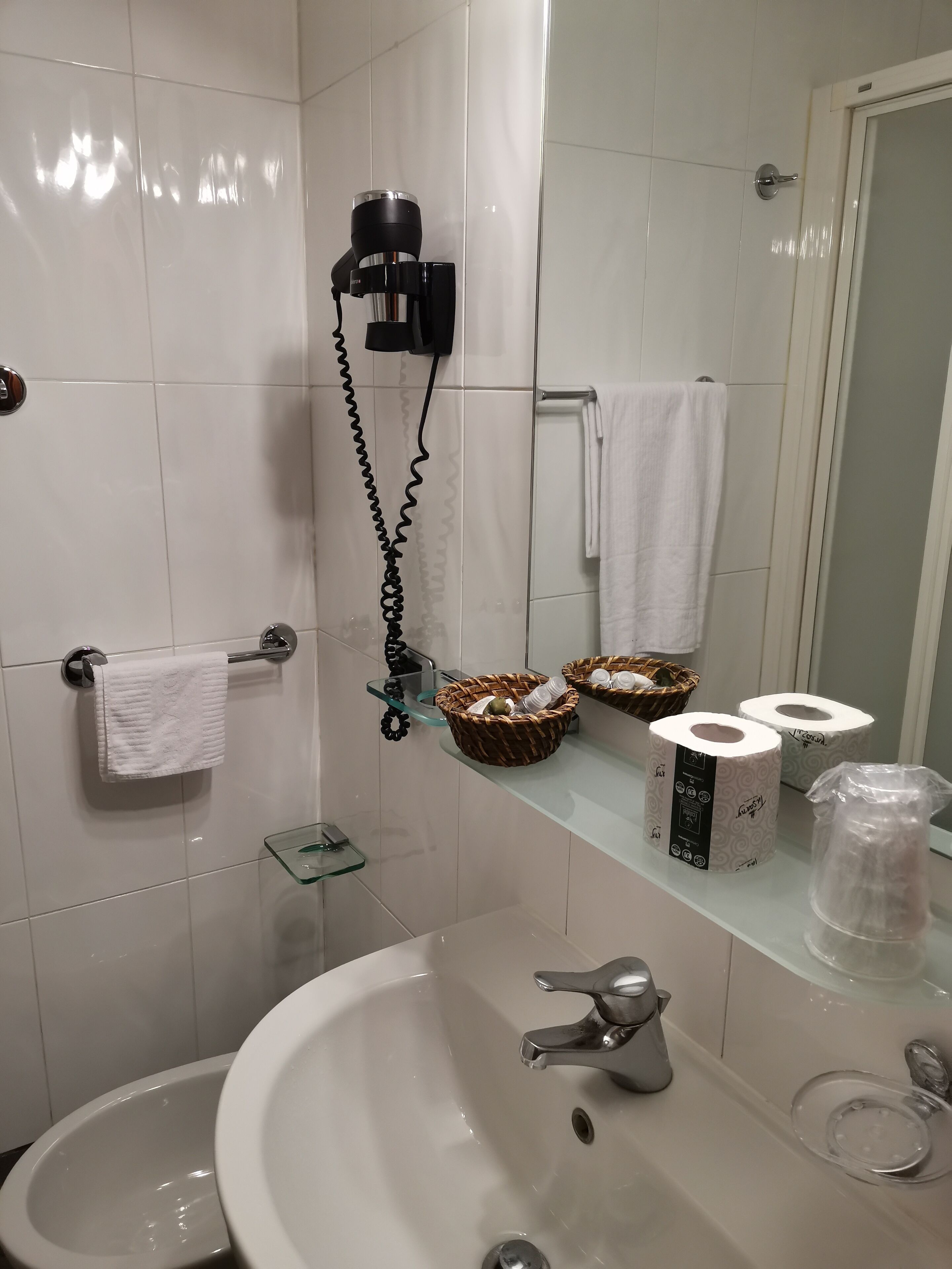 shower, free toiletries, hair dryer, bidet