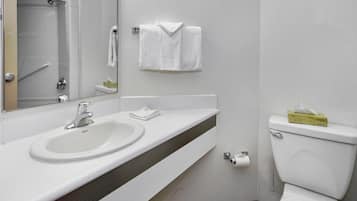 Duschwanne, Haartrockner, Handtücher