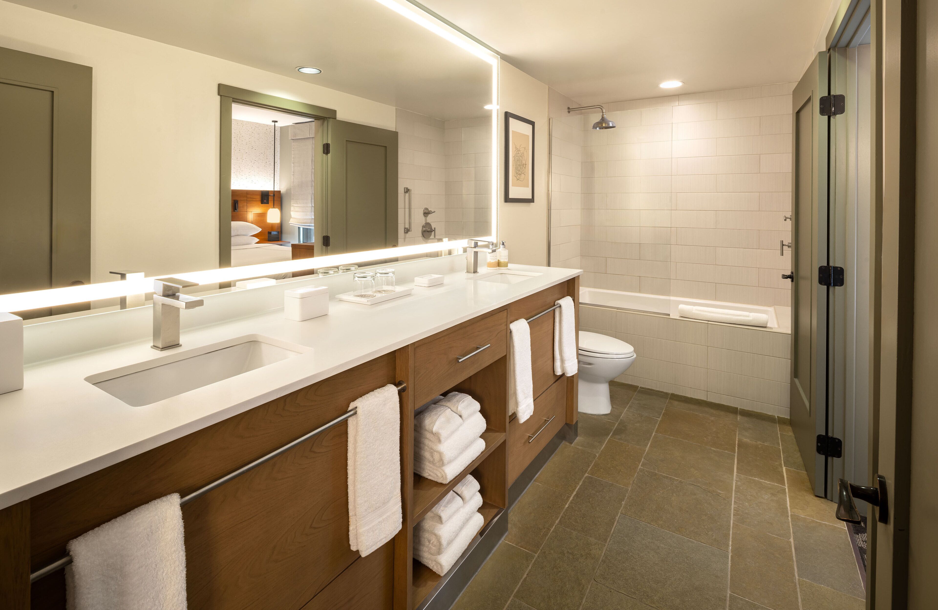 junior suite, 1 king bed with sofa bed (terra) | bathroom | combined shower/bathtub, jetted bath, designer toiletries, hair dryer