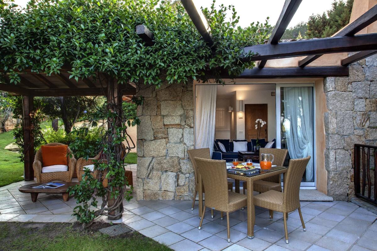 comfort villa, 2 bedrooms, patio, sea view (bouganville, 90 steps from reception) | terrace/patio