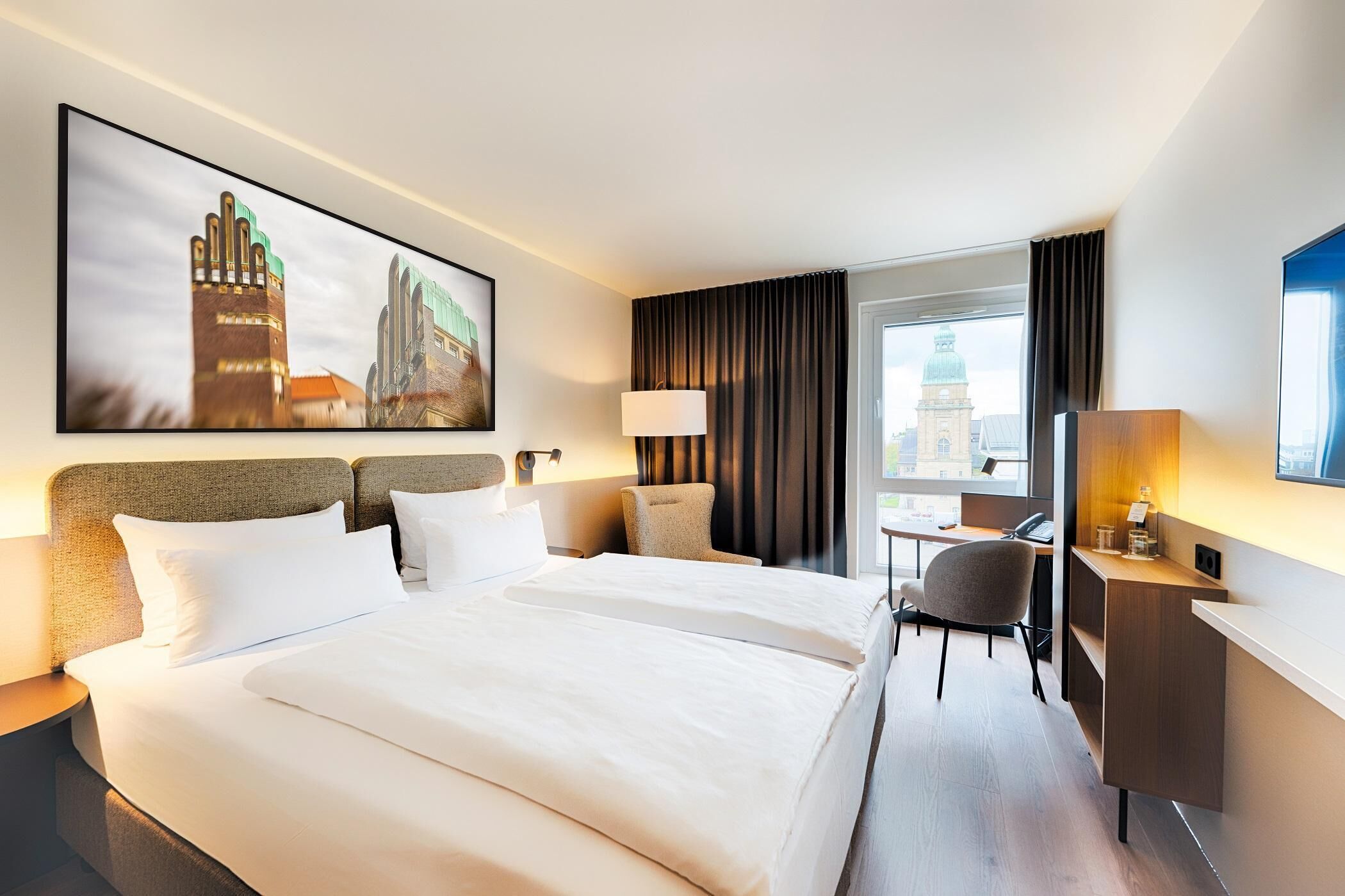 Deluxe Double Room, City View | Premium bedding, in-room safe, desk, laptop workspace