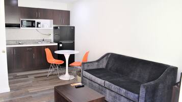 Fridge, microwave, coffee/tea maker