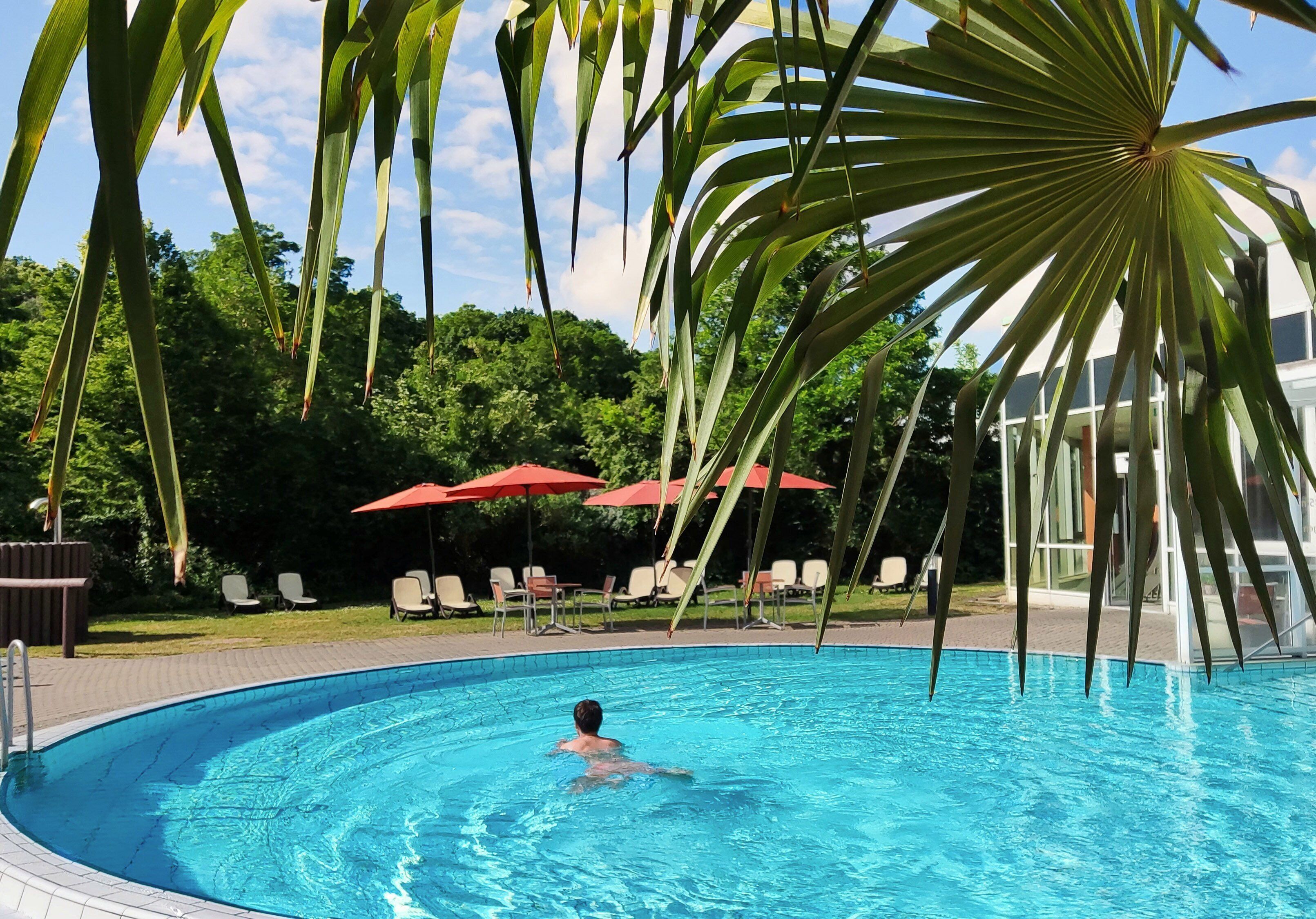 indoor pool, outdoor pool, open 10 am to 10 pm, pool loungers