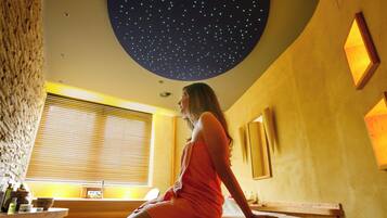 Sauna, steam room, body treatments, facials, 4 treatment rooms, massages