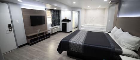 Een bureau, gratis wifi, beddengoed