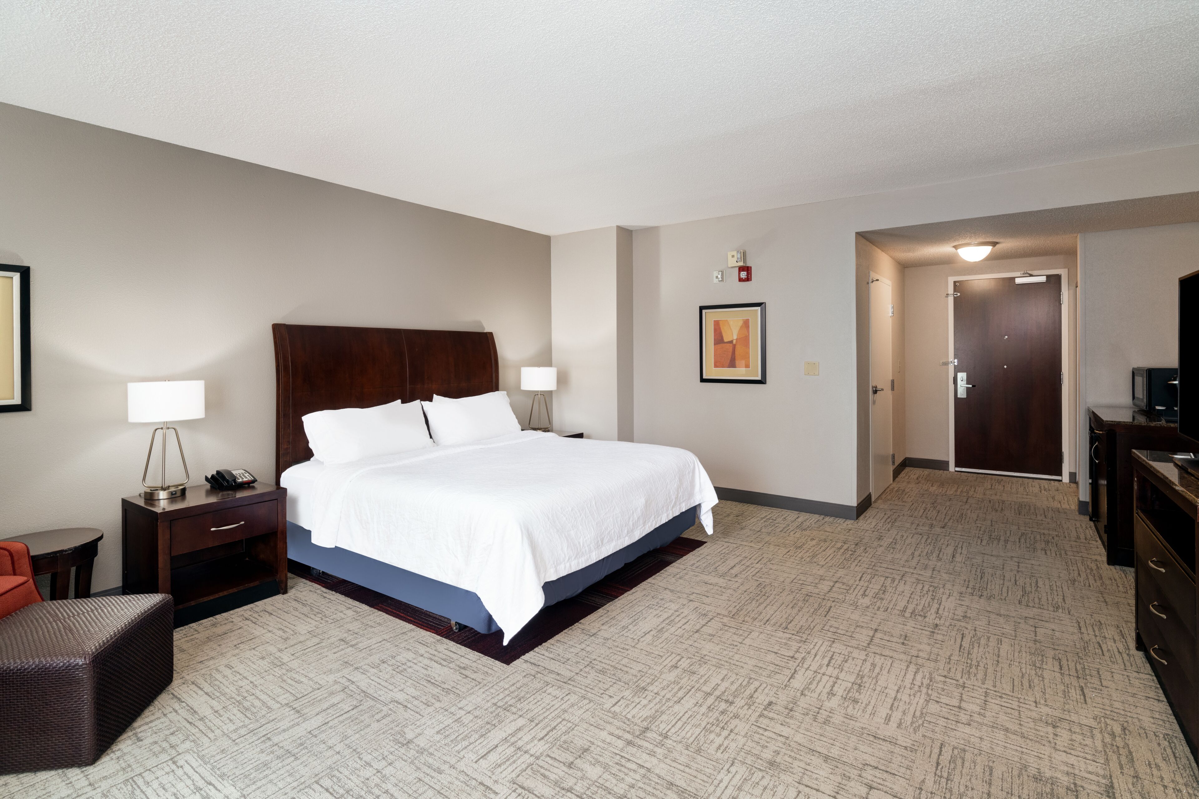 hypo-allergenic bedding, in-room safe, desk, blackout curtains