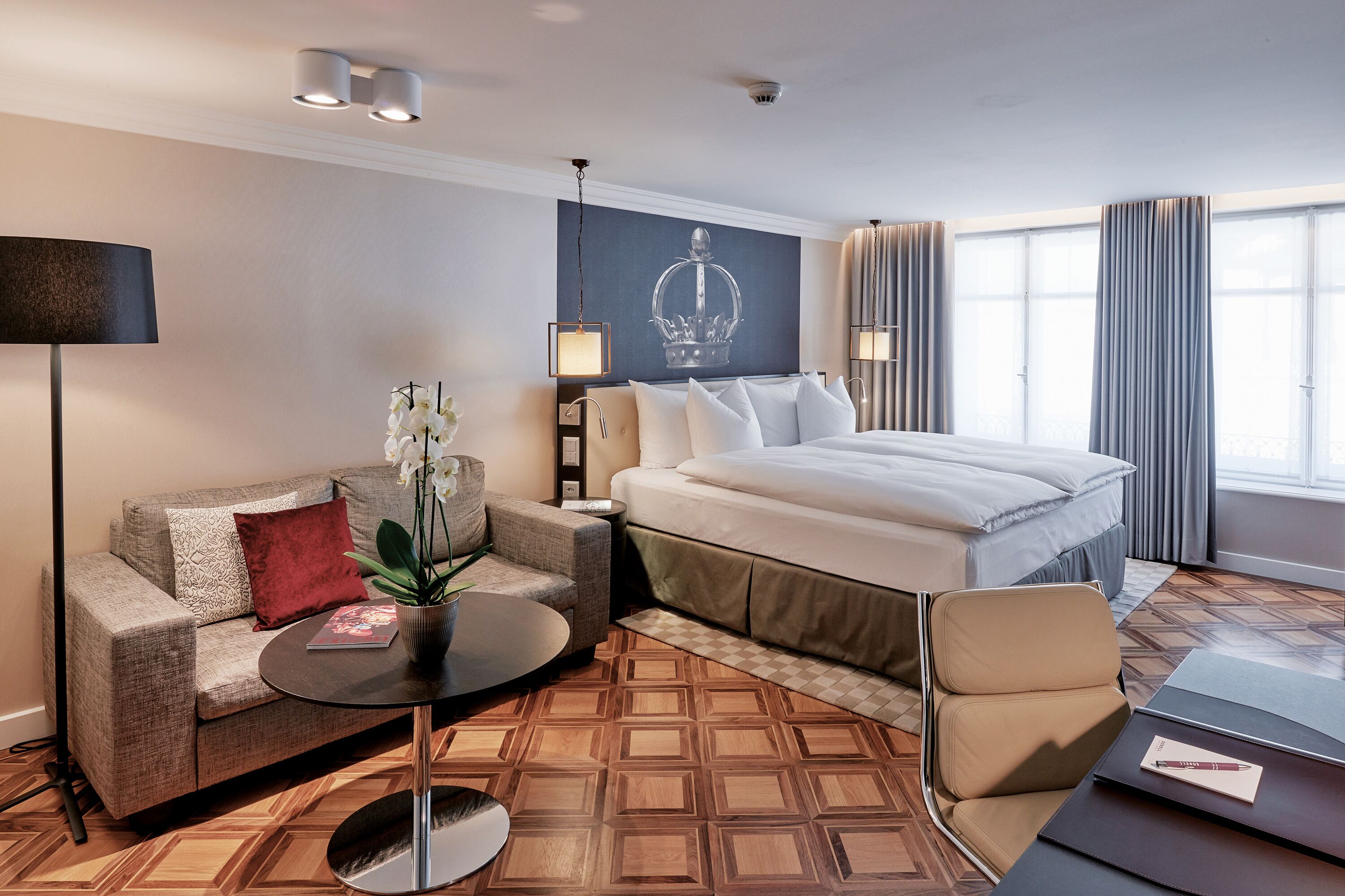 hypo-allergenic bedding, down duvets, minibar, in-room safe