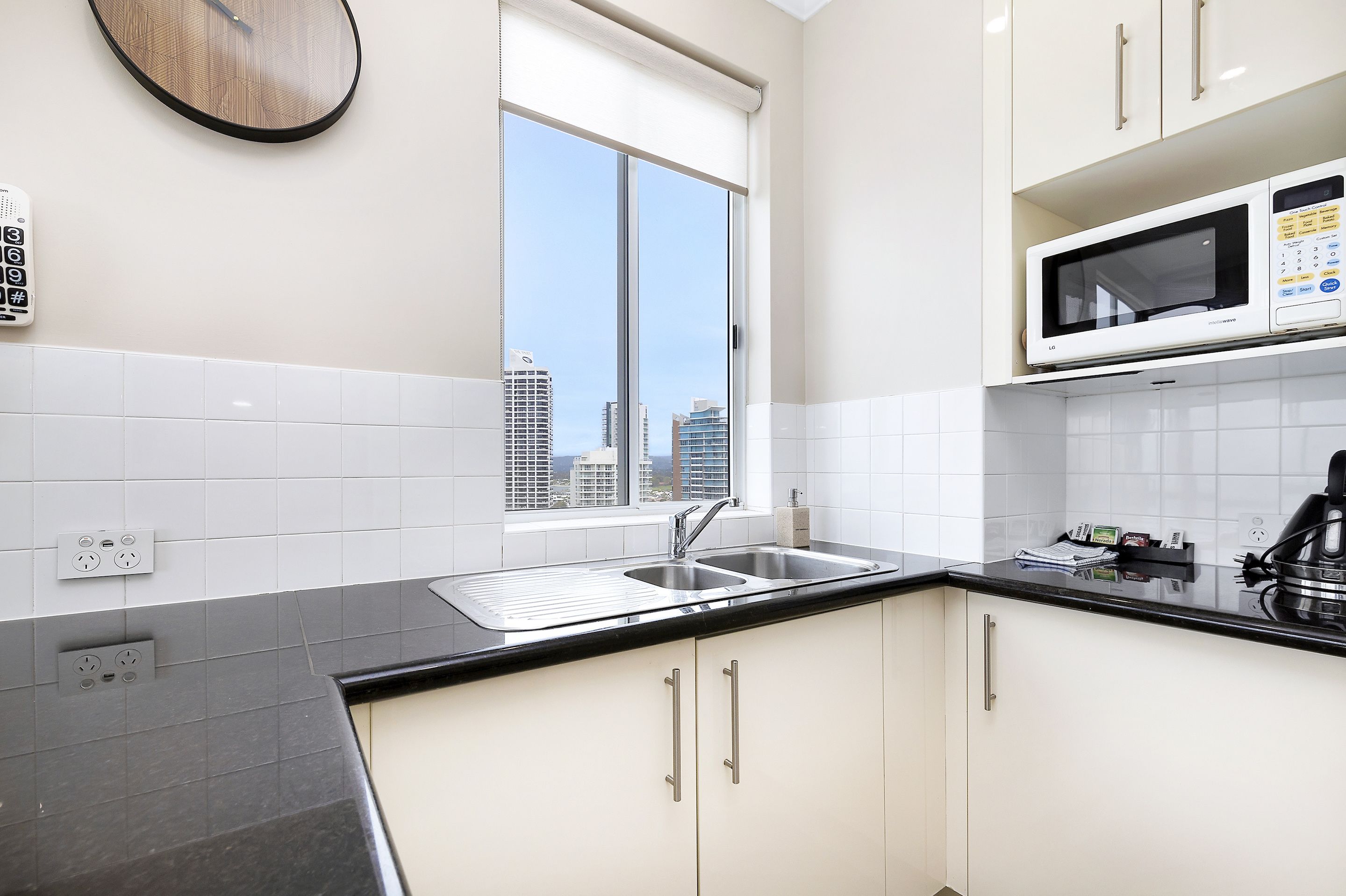 two bedroom ocean superior | private kitchen | full-sized fridge, microwave, oven, stovetop