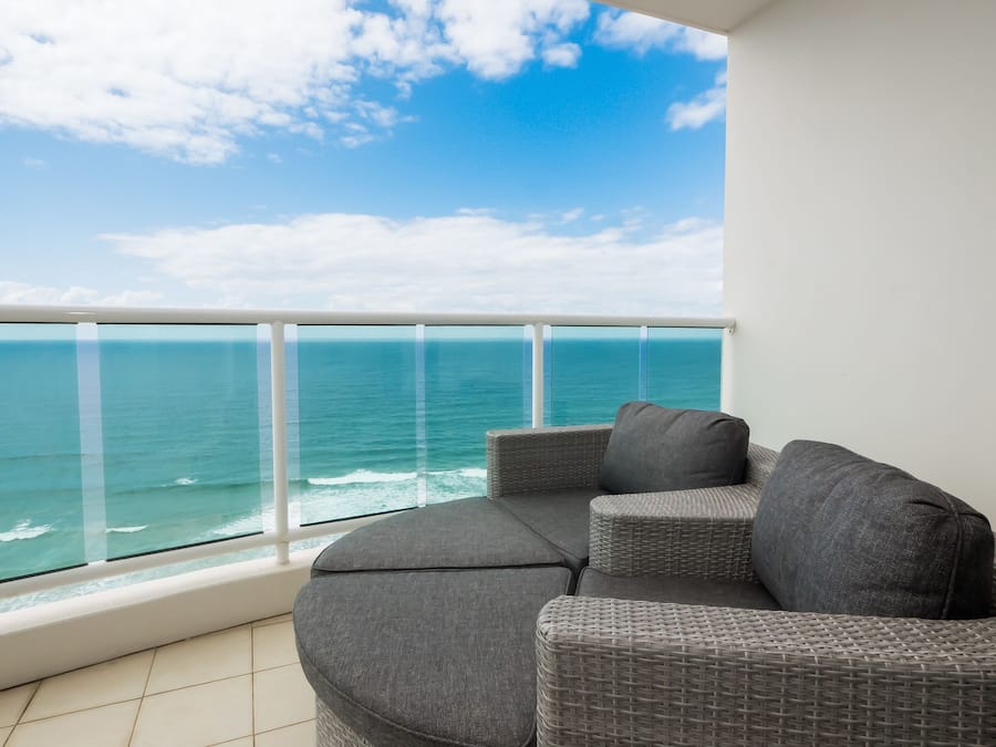 Deluxe-Apartment, Mehrere Betten, Meerblick | Balkon