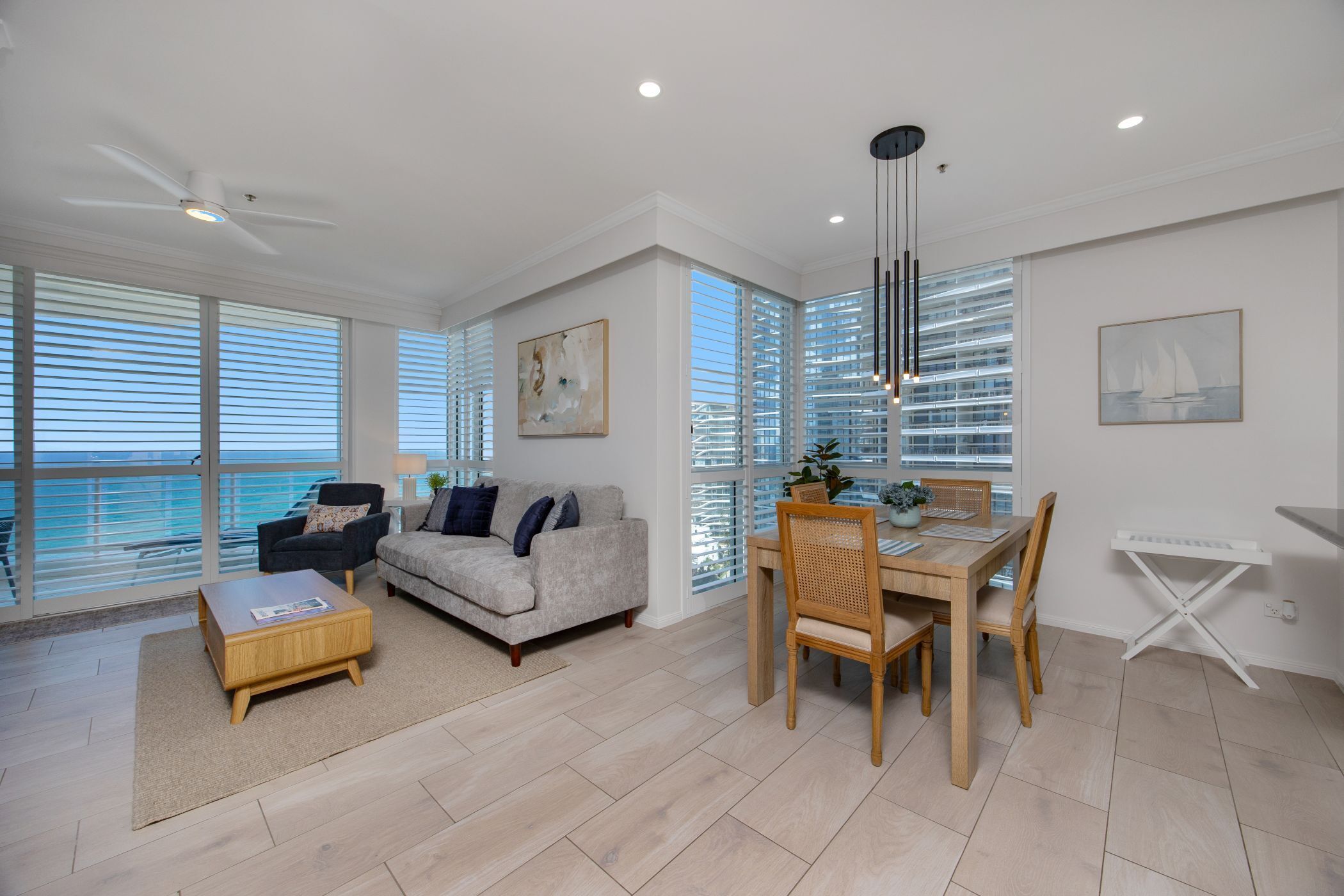 Appartement, 2 chambres, vue océan (Double Beds) | Coin séjour