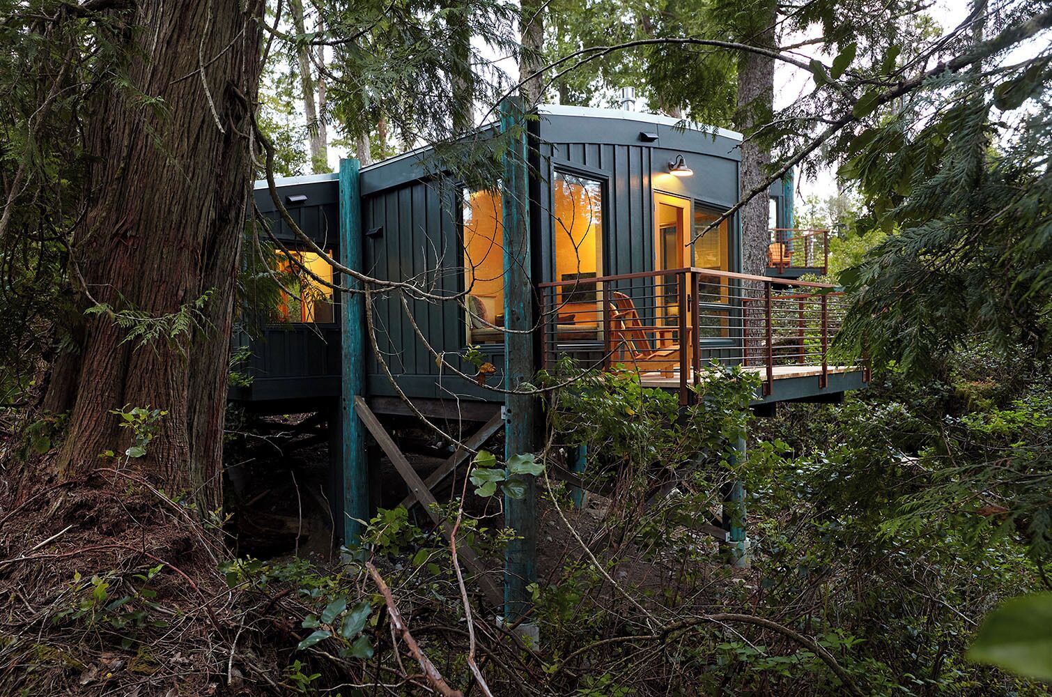 Casa na árvore com design assinado, 1 cama Queen e sofá-cama, vista parcial para o oceano | Ferros/tábuas de passar roupa, Wi-Fi de cortesia, roupa de cama