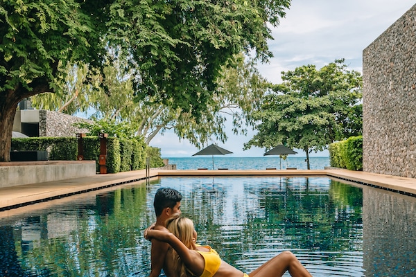Outdoor pool, sun loungers